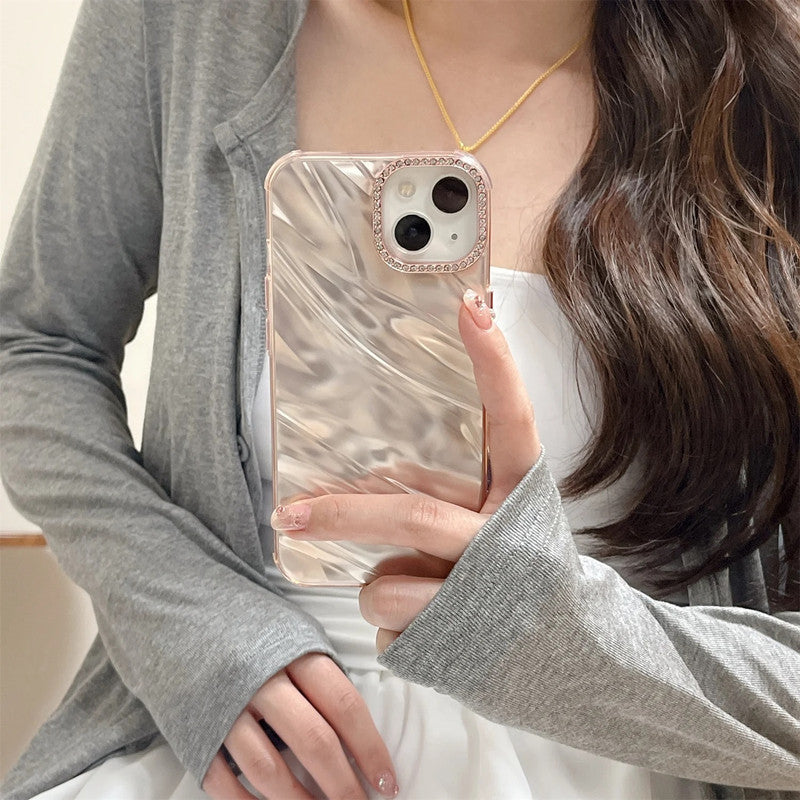3D Hot Diamond Ring Full 360 Camera Lens Protection Laser Cut Water Ripple Mirror Glitter Colorful Hard Mobile Cover for iPhone 11 Pro